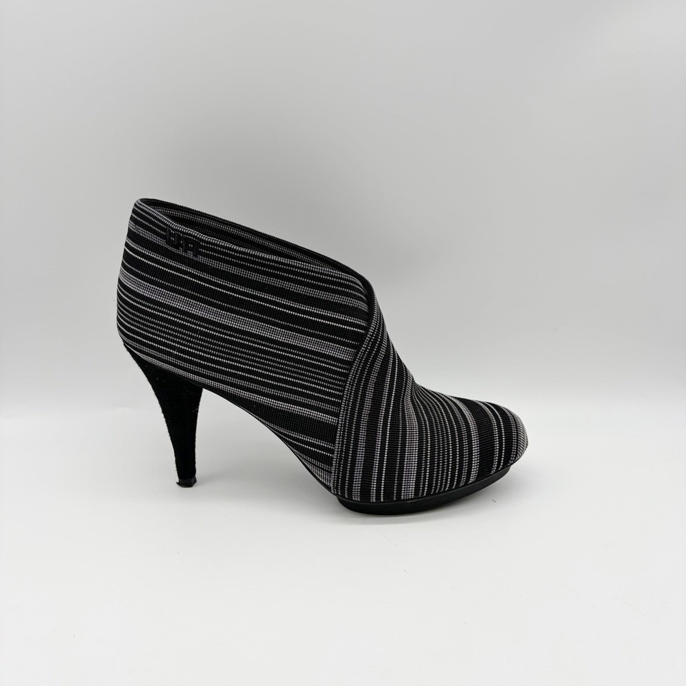 United Nude Booties Womens 40 Black Fold Hi Striped Elastic Architectural Heel - Picture 3 of 8
